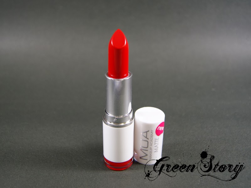 datum Invloed Altijd Review & Swatch: MUA Matte Lipstick Scarlet Siren - Green Story