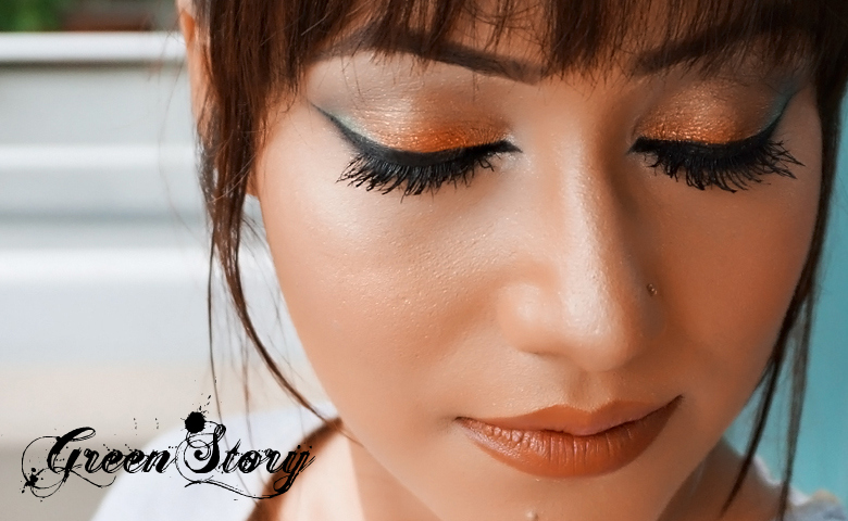 Copper And Green Eye Makeup