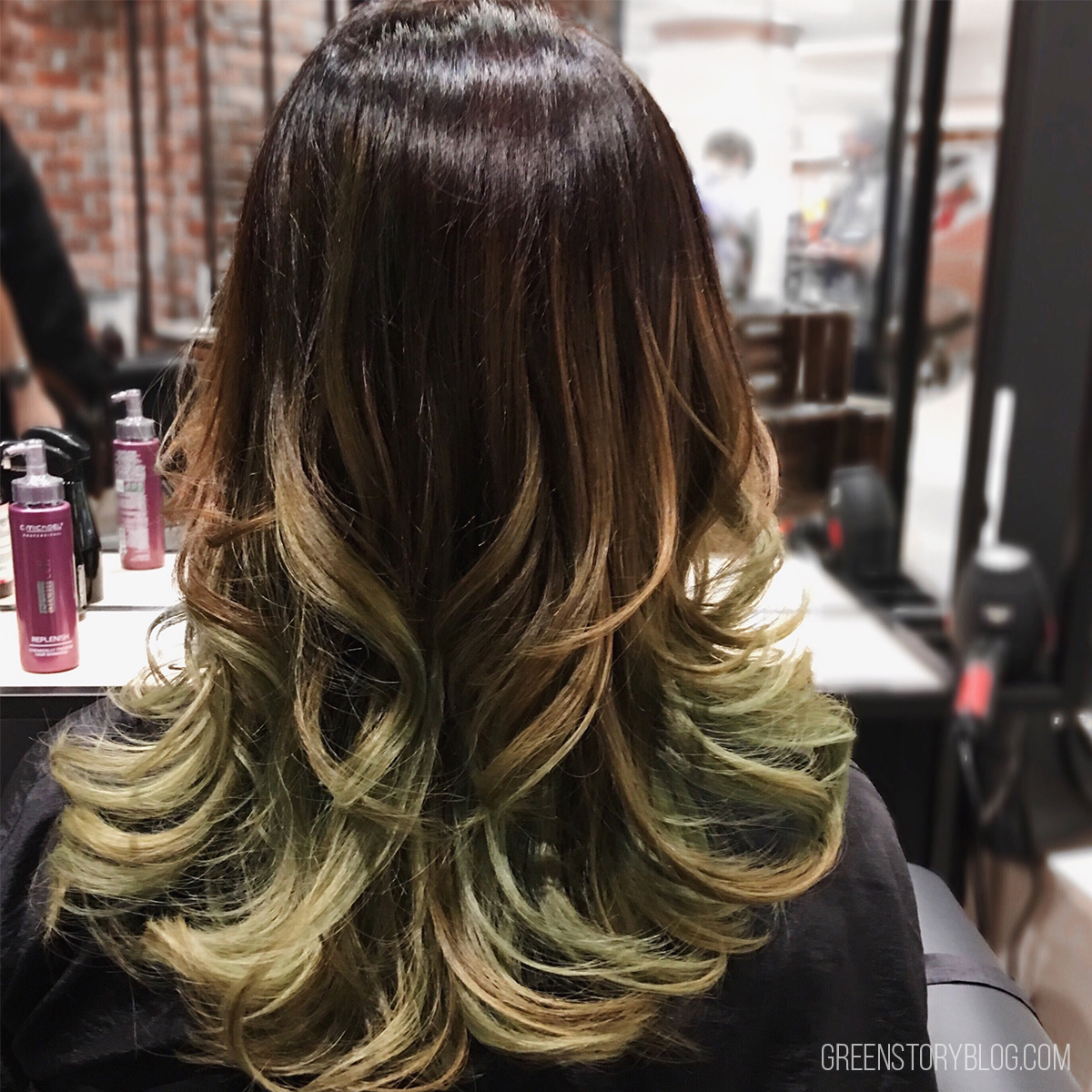 brown and green ombre hair