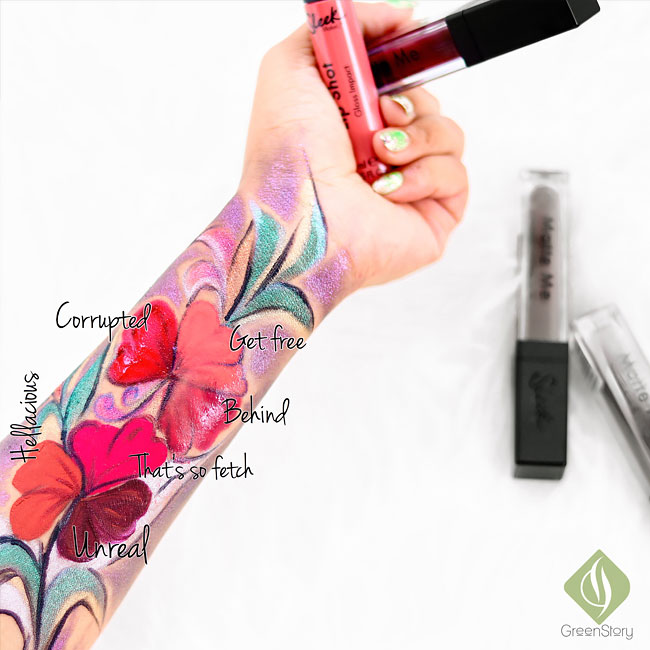 Sleek Makeup Matte Me Liquid Lipstick & Lip Shot Glosses - Review and Swatch